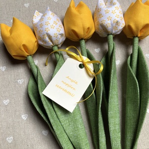 Anyák napi textil tulipánok / szett: 5 db/ ingyen ajándékkísérővel, Otthon & Életmód, Dekoráció, Virágdísz és tartó, Csokor & Virágdísz, Varrás, MESKA