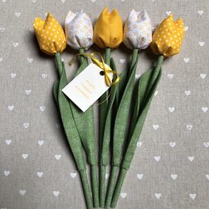 Anyák napi textil tulipánok / szett: 5 db/ ingyen ajándékkísérővel, Otthon & Életmód, Dekoráció, Virágdísz és tartó, Csokor & Virágdísz, Varrás, MESKA