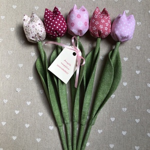 Anyák napi textil tulipánok / szett: 5 db/ ingyen ajándékkísérővel, Otthon & Lakás, Dekoráció, Virágdísz és tartó, Csokor & Virágdísz, Varrás, MESKA