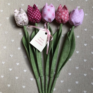Anyák napi textil tulipánok / szett: 5 db/ ingyen ajándékkísérővel, Otthon & Életmód, Dekoráció, Virágdísz és tartó, Csokor & Virágdísz, Varrás, MESKA