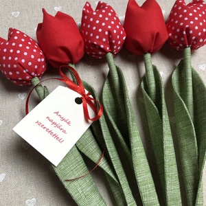 Anyák napi textil tulipánok / szett: 5 db/ ingyen ajándékkísérővel, Otthon & Életmód, Dekoráció, Virágdísz és tartó, Csokor & Virágdísz, Varrás, MESKA