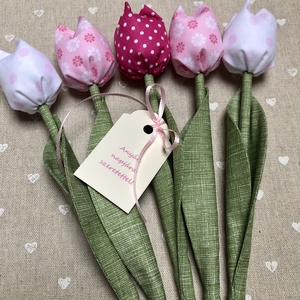 Anyák napi textil tulipánok / szett: 5 db/ ingyen ajándékkísérővel, Otthon & Életmód, Dekoráció, Virágdísz és tartó, Csokor & Virágdísz, Varrás, MESKA