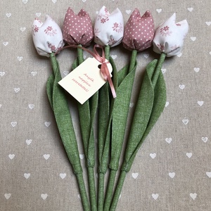 Anyák napi textil tulipánok / szett: 5 db/ ingyen ajándékkísérővel, Otthon & Lakás, Dekoráció, Virágdísz és tartó, Csokor & Virágdísz, Varrás, MESKA