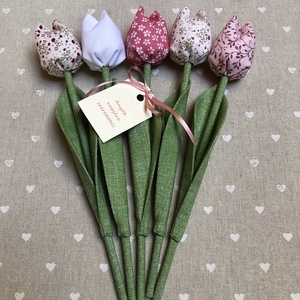 Anyák napi textil tulipánok / szett: 5 db/ ingyen ajándékkísérővel, Otthon & Életmód, Dekoráció, Virágdísz és tartó, Csokor & Virágdísz, Varrás, MESKA
