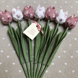 Anyák napi textil tulipánok / szett: 7 db/ ingyen ajándékkísérővel, Otthon & Lakás, Dekoráció, Virágdísz és tartó, Csokor & Virágdísz, Varrás, MESKA