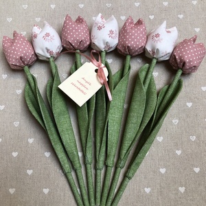 Anyák napi textil tulipánok / szett: 7 db/ ingyen ajándékkísérővel, Otthon & Életmód, Dekoráció, Virágdísz és tartó, Csokor & Virágdísz, Varrás, MESKA
