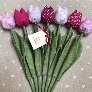 Anyák napi textil tulipánok / szett: 7 db/ ingyen ajándékkísérővel, Otthon & Életmód, Dekoráció, Virágdísz és tartó, Csokor & Virágdísz, Varrás, MESKA