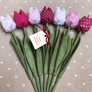 Anyák napi textil tulipánok / szett: 7 db/ ingyen ajándékkísérővel, Otthon & Életmód, Dekoráció, Virágdísz és tartó, Csokor & Virágdísz, Varrás, MESKA