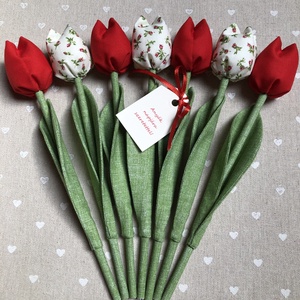 Anyák napi textil tulipánok / szett: 7 db/ ingyen ajándékkísérővel, Otthon & Életmód, Dekoráció, Virágdísz és tartó, Csokor & Virágdísz, Varrás, MESKA
