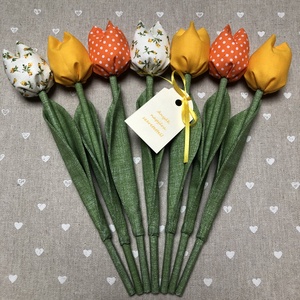 Anyák napi textil tulipánok / szett: 7 db/ ingyen ajándékkísérővel, Otthon & Életmód, Dekoráció, Virágdísz és tartó, Csokor & Virágdísz, Varrás, MESKA