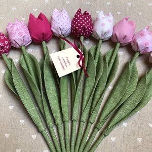 Anyák napi textil tulipánok / szett: 9 db/ ingyen ajándékkísérővel, Otthon & Életmód, Dekoráció, Virágdísz és tartó, Csokor & Virágdísz, Varrás, MESKA