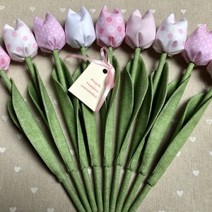 Anyák napi textil tulipánok / szett: 9 db/ ingyen ajándékkísérővel, Otthon & Életmód, Dekoráció, Virágdísz és tartó, Csokor & Virágdísz, Varrás, MESKA