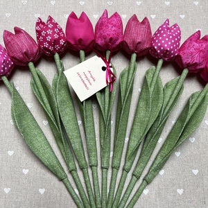 Anyák napi textil tulipánok / szett: 9 db/ ingyen ajándékkísérővel, Otthon & Életmód, Dekoráció, Virágdísz és tartó, Csokor & Virágdísz, Varrás, MESKA