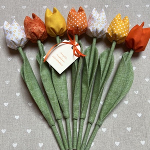 Anyák napi textil tulipán /szett: 7 db/ , Otthon & Életmód, Dekoráció, Virágdísz és tartó, Csokor & Virágdísz, Varrás, MESKA