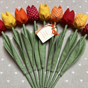 Anyák napi textil tulipánok / szett: 9 db/ ingyen ajándékkísérővel, Otthon & Lakás, Dekoráció, Virágdísz és tartó, Csokor & Virágdísz, Varrás, MESKA