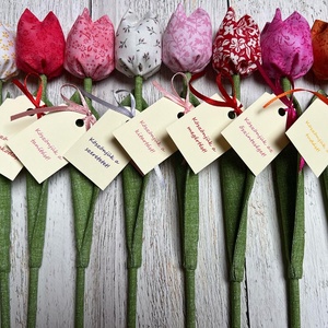 Textil tulipán /szett: 8 db/ búcsúajándék óvó néninek, dadusnak, Otthon & Lakás, Dekoráció, Virágdísz és tartó, Csokor & Virágdísz, Varrás, MESKA