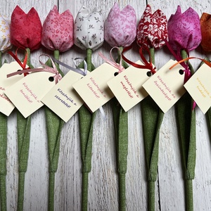 Textil tulipán /szett: 8 db/ búcsúajándék óvó néninek, dadusnak - otthon & életmód - dekoráció - virágdísz és tartó - csokor & virágdísz - Meska.hu