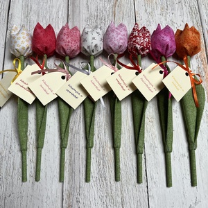 Textil tulipán /szett: 8 db/ búcsúajándék óvó néninek, dadusnak - otthon & életmód - dekoráció - virágdísz és tartó - csokor & virágdísz - Meska.hu