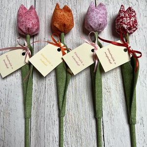 Textil tulipán /szett: 4 db/ búcsúajándék óvó néninek, dadusnak, Otthon & Életmód, Dekoráció, Virágdísz és tartó, Csokor & Virágdísz, Varrás, MESKA
