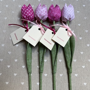 Textil tulipán Szeretettel! ajándékkártyával /szett: 4 db/ búcsúajándék óvó néninek, dadusnak - Meska.hu
