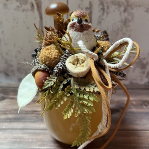 Madaras őszi asztali dekoráció-sárga - otthon & életmód - dekoráció - dísztárgy - Meska.hu