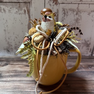 Madaras őszi asztali dekoráció-sárga - otthon & életmód - dekoráció - dísztárgy - Meska.hu