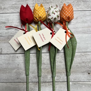 Nőnapi textil tulipánok / szett: 4 db/ ingyen ajándékkísérővel - Meska.hu