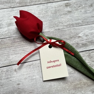 Nőnapi textil tulipán ingyen ajándékkísérővel, Otthon & Életmód, Dekoráció, Virágdísz és tartó, Csokor & Virágdísz, Varrás, MESKA