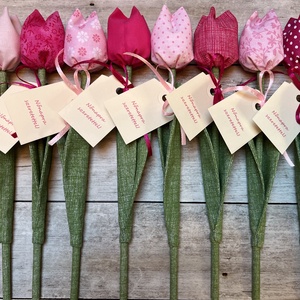 Nőnapi textil tulipánok / szett: 8 db/ ingyen ajándékkísérővel - otthon & életmód - dekoráció - virágdísz és tartó - csokor & virágdísz - Meska.hu