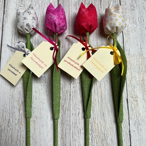 Textil tulipán /szett: 4 db/ búcsúajándék óvó néninek, dadusnak, Otthon & Lakás, Dekoráció, Virágdísz és tartó, Csokor & Virágdísz, Varrás, MESKA