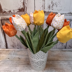 Textil tulipán kaspóban /szett: 12 db/ ingyen ajándékkísérővel, Otthon & Lakás, Dekoráció, Virágdísz és tartó, Csokor & Virágdísz, Varrás, MESKA