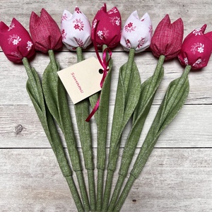Tulipán /szett: 7 db/ ajándékkártyával, Otthon & Lakás, Dekoráció, Virágdísz és tartó, Csokor & Virágdísz, Varrás, MESKA