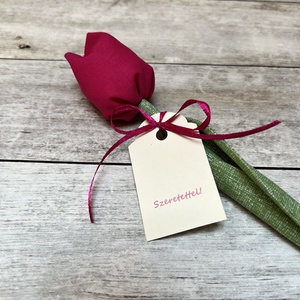 Textil tulipán Szeretettel! feliratos ajándékkártyával, búcsúajándék óvó néninek, dadusnak - Meska.hu
