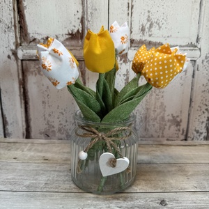 Textil tulipán szett, Otthon & Életmód, Dekoráció, Virágdísz és tartó, Csokor & Virágdísz, Varrás, MESKA