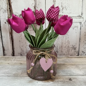 Textil tulipán szett, Otthon & Lakás, Dekoráció, Virágdísz és tartó, Csokor & Virágdísz, Varrás, MESKA