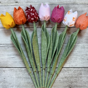 Névnapi textil tulipánok /szett: 7 db/ ajándékkártyával, Otthon & Lakás, Dekoráció, Virágdísz és tartó, Csokor & Virágdísz, Varrás, MESKA