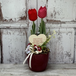 Bölcsis búcsúajándék textil tulipánokkal, Otthon & Lakás, Dekoráció, Virágdísz és tartó, Csokor & Virágdísz, Varrás, MESKA