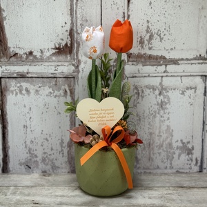 Bölcsis búcsúajándék textil tulipánokkal, Otthon & Lakás, Dekoráció, Virágdísz és tartó, Csokor & Virágdísz, Varrás, MESKA