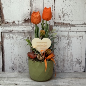Ovis búcsúajándék textil tulipánokkal, Otthon & Lakás, Dekoráció, Virágdísz és tartó, Csokor & Virágdísz, Varrás, MESKA