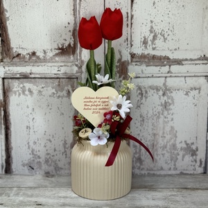 Ovis búcsúajándék textil tulipánokkal, Otthon & Lakás, Dekoráció, Virágdísz és tartó, Csokor & Virágdísz, Varrás, MESKA