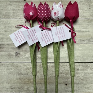 Textil tulipán bölcsis búcsúajándék  /szett: 4 db/, Otthon & Életmód, Dekoráció, Virágdísz és tartó, Csokor & Virágdísz, Varrás, MESKA
