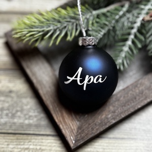 Egyedi karácsonyi gömb névvel, Karácsony, Karácsonyi lakásdekoráció, Karácsonyfadíszek, Gravírozás, pirográfia, MESKA