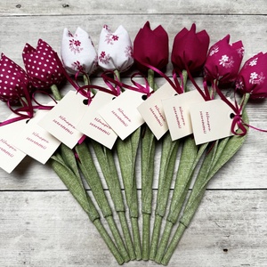 Nőnapi textil tulipánok / szett: 8 db/ ingyen ajándékkísérővel, Otthon & Életmód, Dekoráció, Virágdísz és tartó, Csokor & Virágdísz, Varrás, MESKA