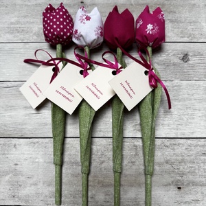 Nőnapi textil tulipánok / szett: 4 db/ ingyen ajándékkísérővel, Otthon & Életmód, Dekoráció, Virágdísz és tartó, Csokor & Virágdísz, Varrás, MESKA