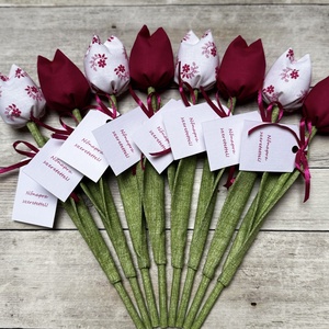 Nőnapi textil tulipánok / szett: 8 db/ ingyen ajándékkísérővel, Otthon & Életmód, Dekoráció, Virágdísz és tartó, Csokor & Virágdísz, Varrás, MESKA