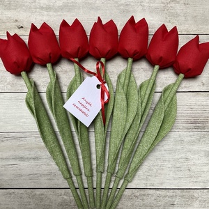 Anyák napi textil tulipánok / szett: 7 db/ ingyen ajándékkísérővel, Otthon & Életmód, Dekoráció, Virágdísz és tartó, Csokor & Virágdísz, Varrás, MESKA