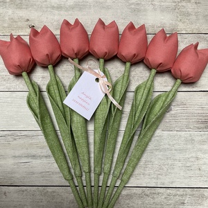 Anyák napi textil tulipánok / szett: 7 db/ ingyen ajándékkísérővel, Otthon & Életmód, Dekoráció, Virágdísz és tartó, Csokor & Virágdísz, Varrás, MESKA