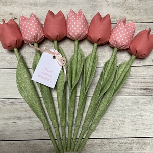 Anyák napi textil tulipánok / szett: 7 db/ ingyen ajándékkísérővel, Otthon & Életmód, Dekoráció, Virágdísz és tartó, Csokor & Virágdísz, Varrás, MESKA