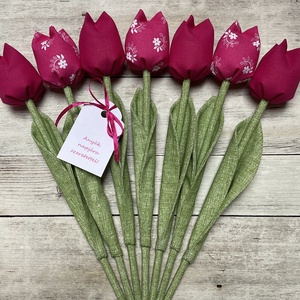 Anyák napi textil tulipánok / szett: 7 db/ ingyen ajándékkísérővel, Otthon & Életmód, Dekoráció, Virágdísz és tartó, Csokor & Virágdísz, Varrás, MESKA