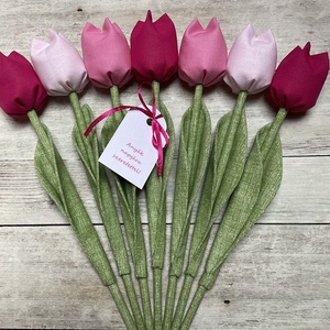 Anyák napi textil tulipánok / szett: 7 db/ ingyen ajándékkísérővel, Otthon & Életmód, Dekoráció, Virágdísz és tartó, Csokor & Virágdísz, Varrás, MESKA